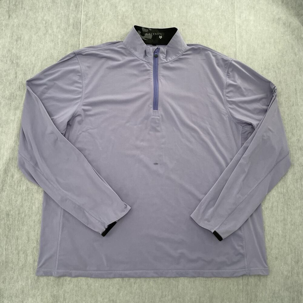 Greyson Sweater Adult XL Purple Tate Mock Neck 1/4 Zip Pullover Golf Logo Mens